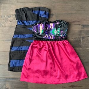 Y2K strapless dresses pink and blue